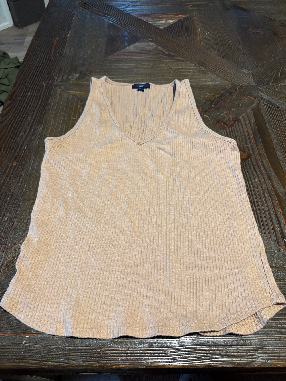GAP Ribbed V-Neck Tank Top - Light Beige